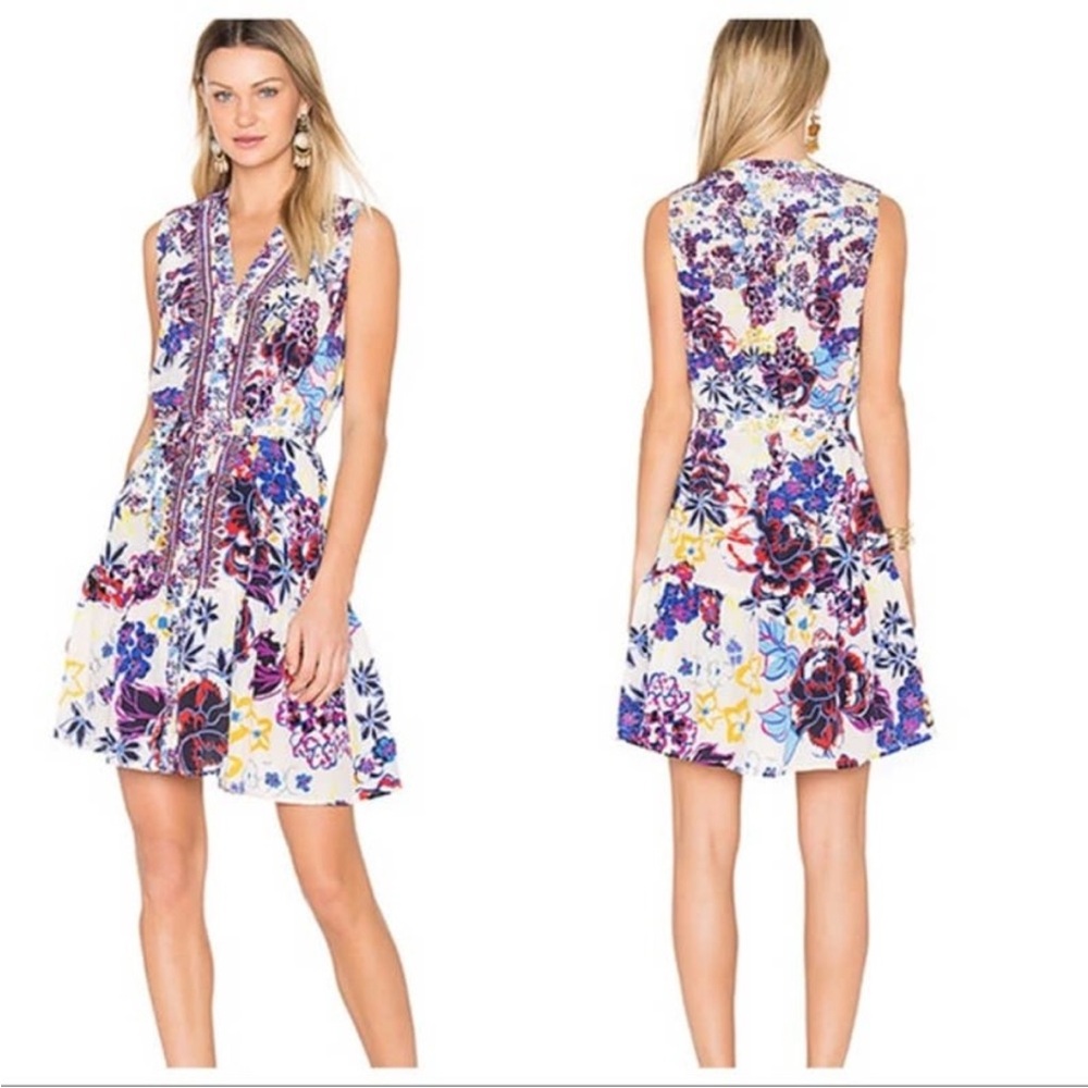Saloni | Tilly Silk Mixed Floral Dress, Sz 4